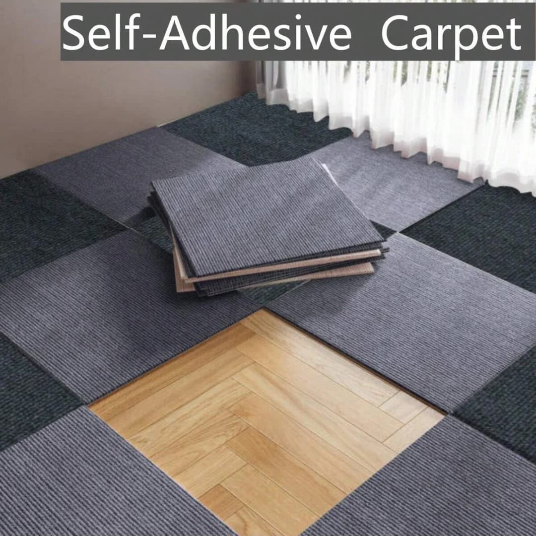 10 pieces 30x30 cm Self-adhesive striped carpet easy to install for office mats, living room and bedroom with aluminium sheet background -