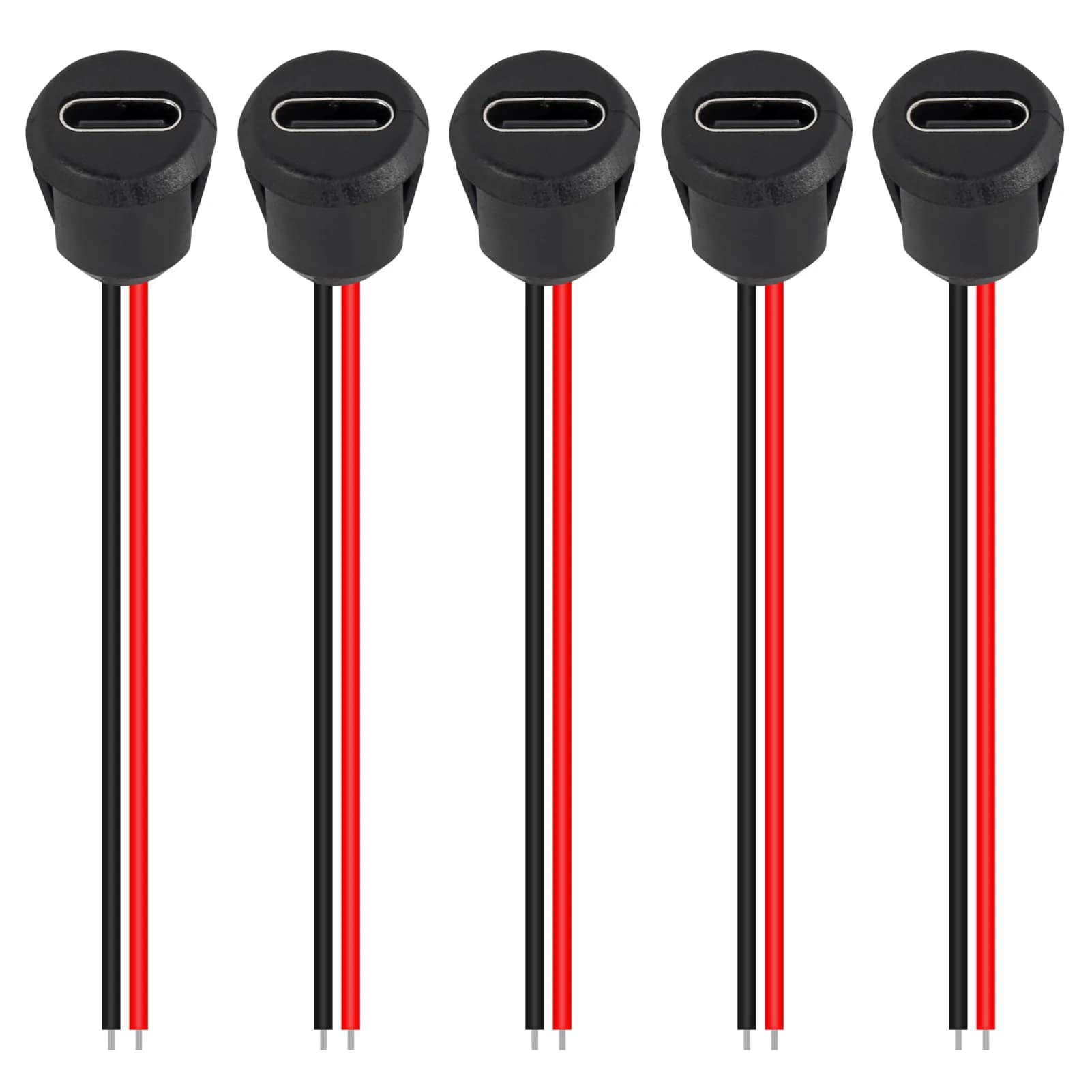 5PCS 2Pin USB Connector Type-C Waterproof with Female Socket Fast Charging Jack Charging Port USB-C Charger Plug Socket