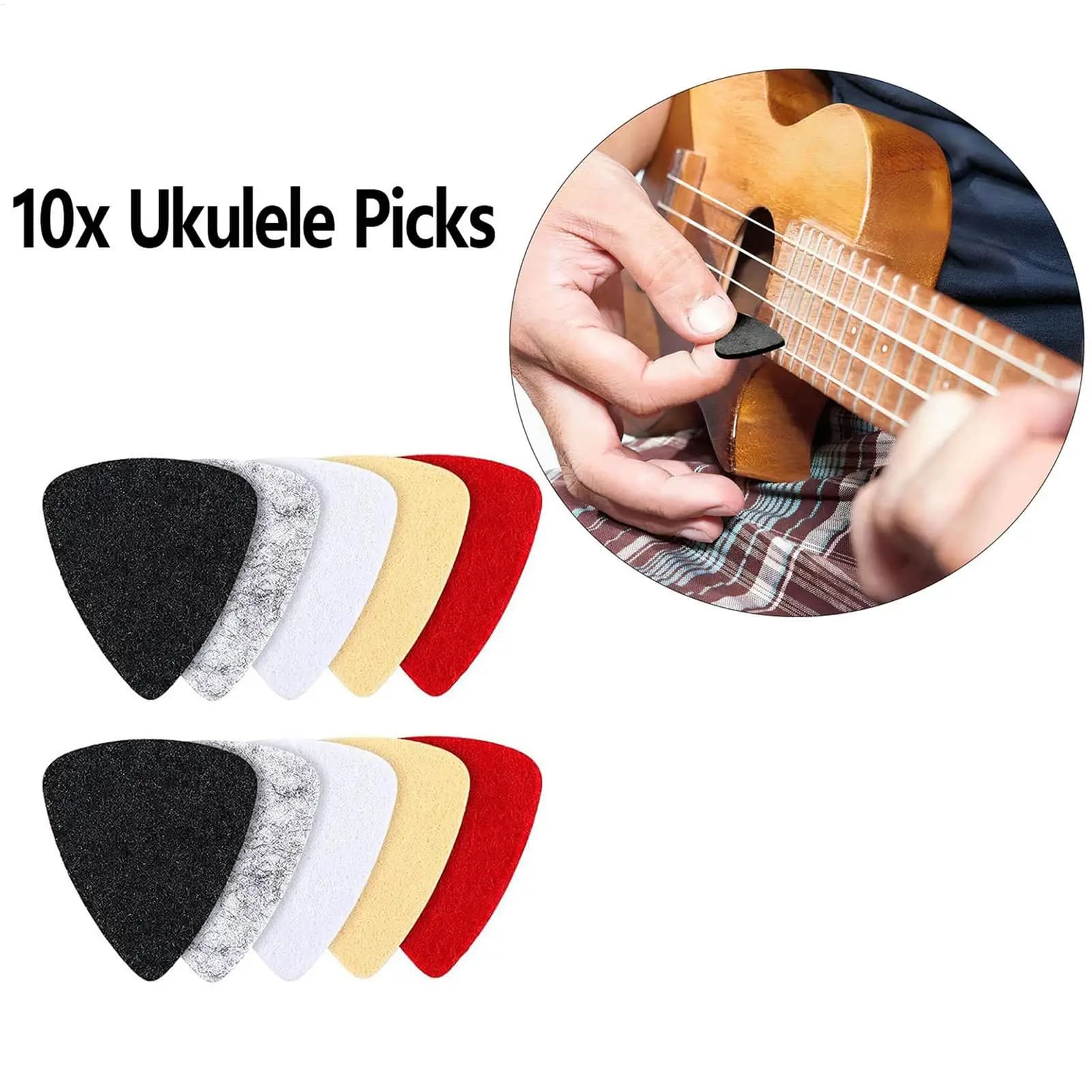 Set di 10 Plettri in Feltro Morbidi per Ukulele e Chitarra Acustica, Accessori per Strumenti a Corda per Casa, Studio, Concerti e Festival