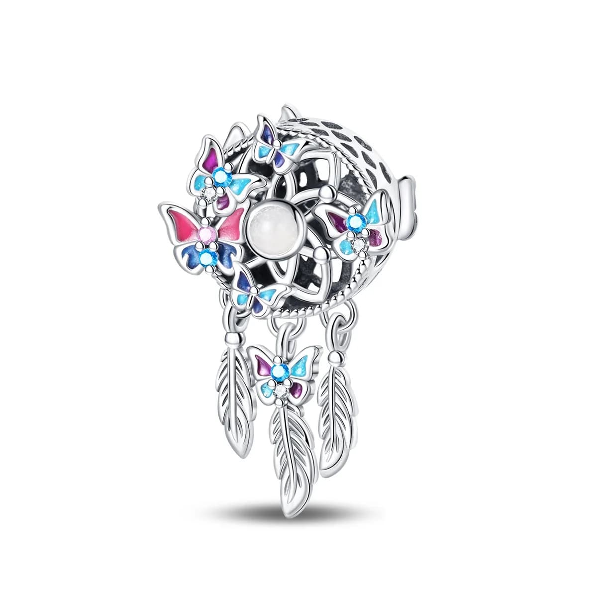 Charms Beads Butterfly Dreamcatcher Feather Glow In Dark Plata Adatto per braccialetti originali 925 Charms Gioielli Regali per le donne