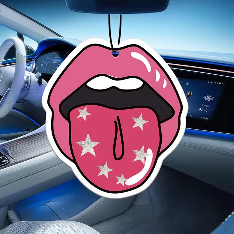 Auto aromatherapy perfume deodorant for environments animation Japanese cartoon mirror retrovisor pendant fragrance toilet Air Vent lips pink