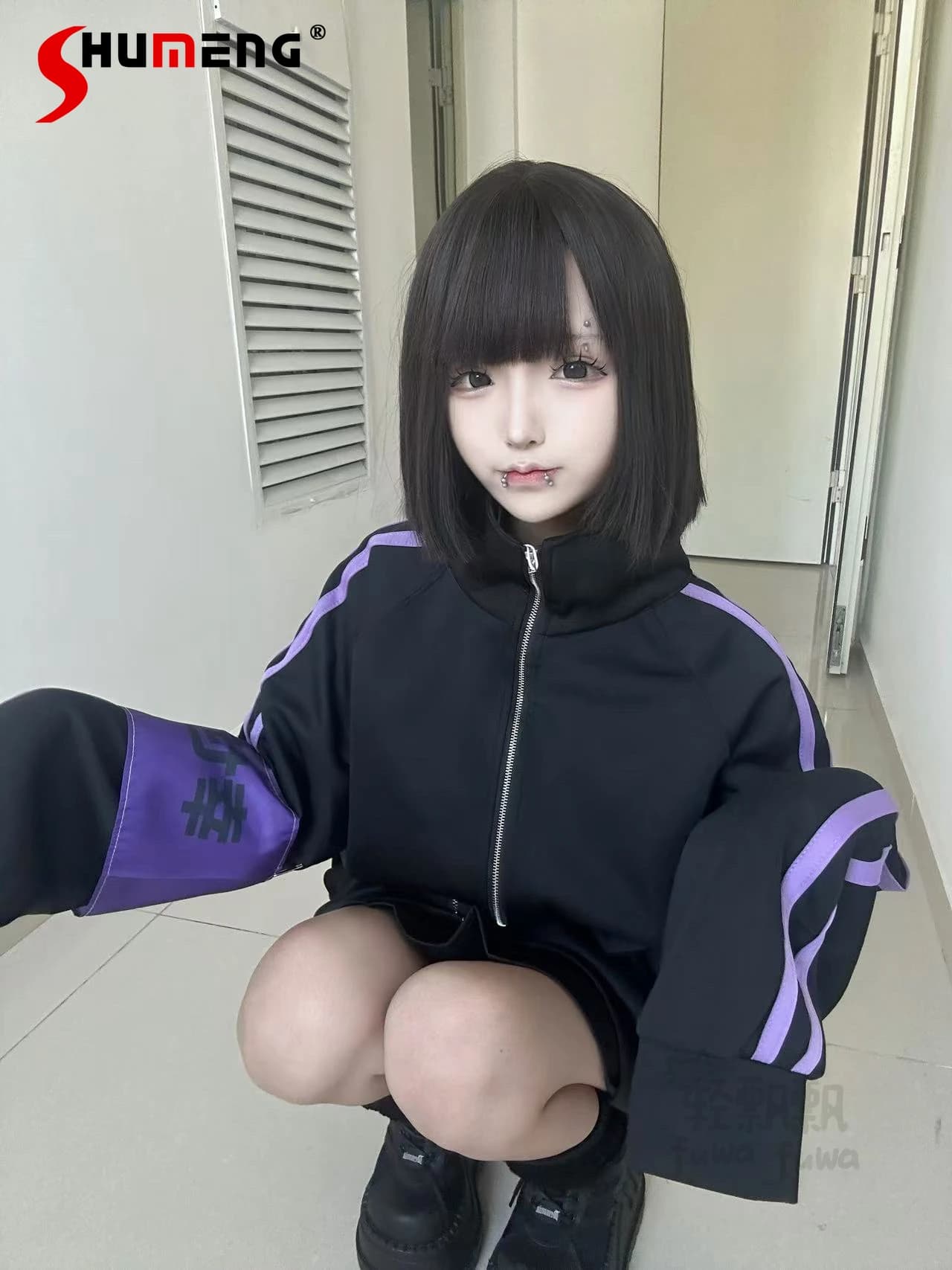Set of pants for Japanese students Sportswear New Autumn Fashion Black Purple Long Sleeved Bracelet Lazy Coat Top Trousers Casual Dresses