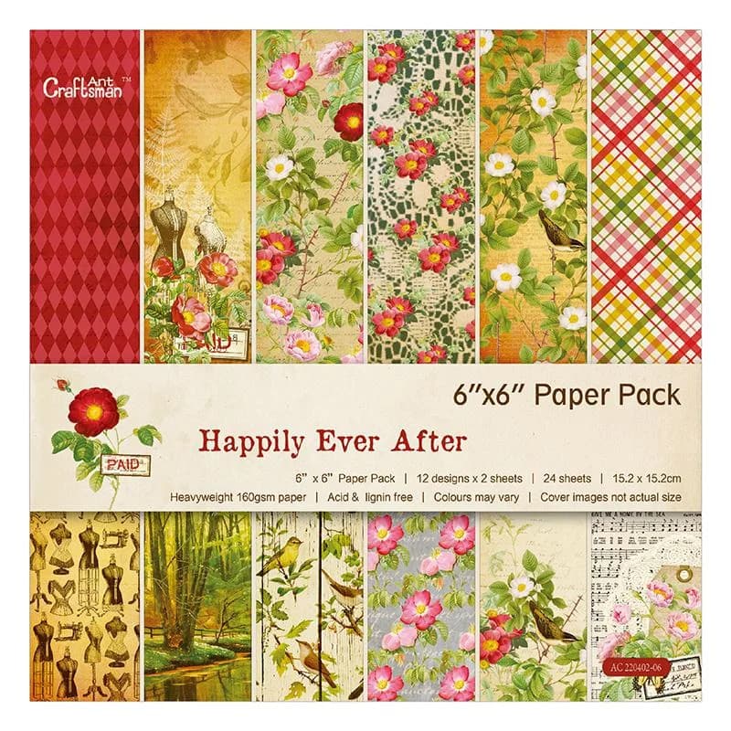 12Sheets/24Sheets 6" Single-side Retro Flower Printed Creative Papercraft Art Paper Handmade Scrapbooking Kit Set Books