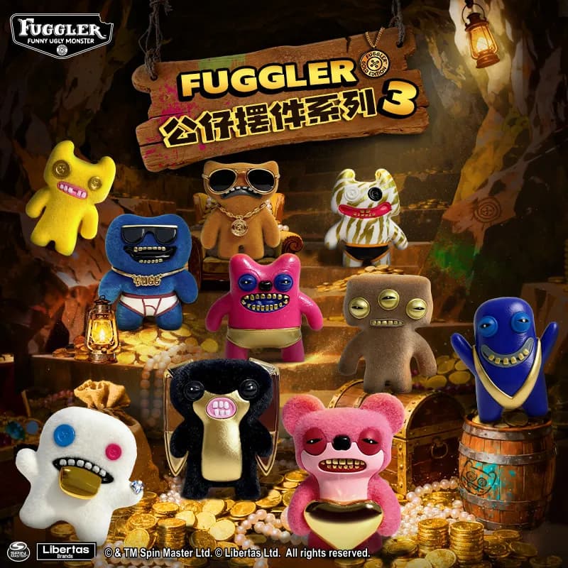Portachiavi Fuggler Teeth Monster Collection Serie 3 Blind Box Toy - Gold Fuggler Annoyed Alien Nightmare Monster Doll Toy
