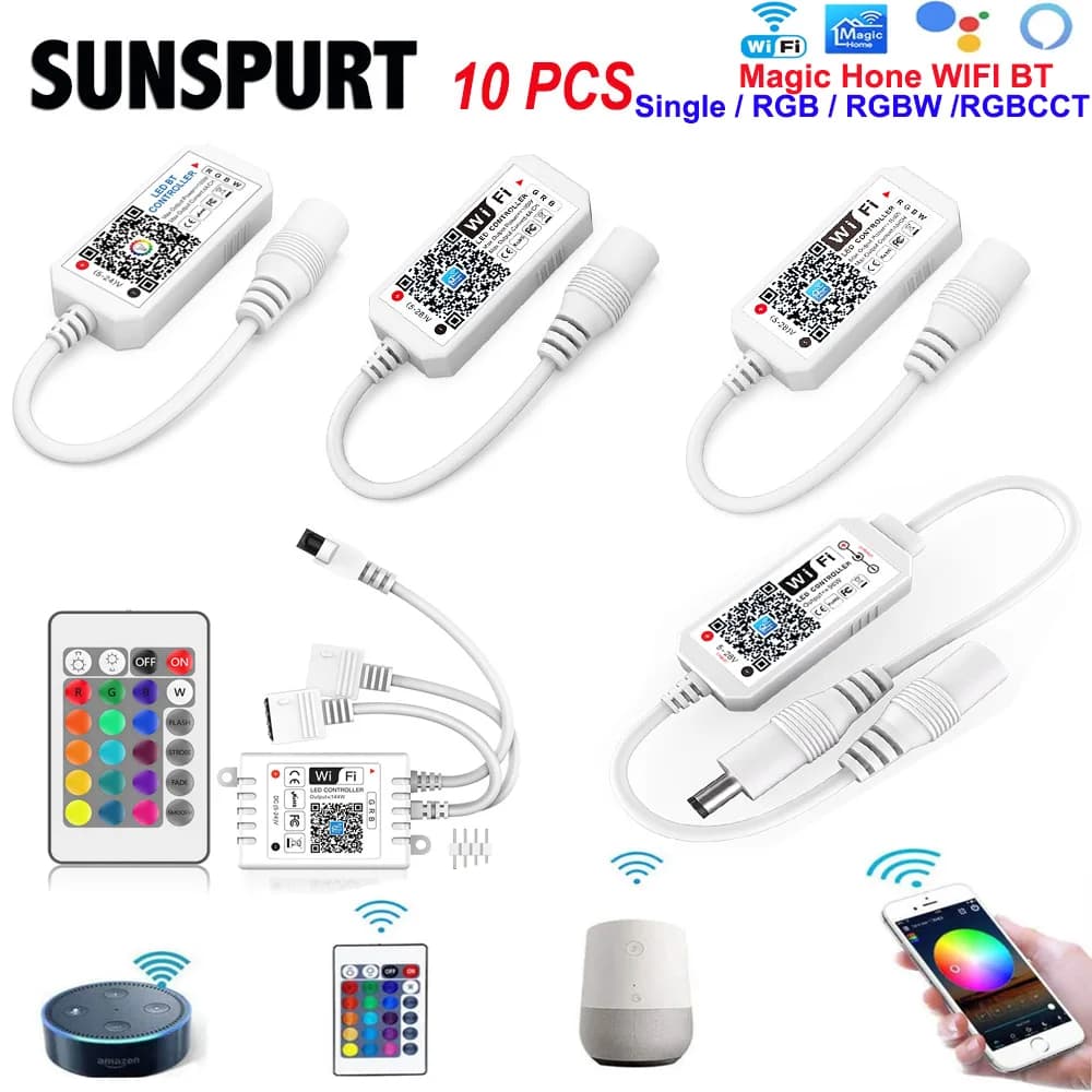 Magic Home DC5V 12V 24V Controller WiFi Wireless compatibile con Bluetooth, Controller LED RGB/RGBW IR RF per WS2811 WS2812 striscia led