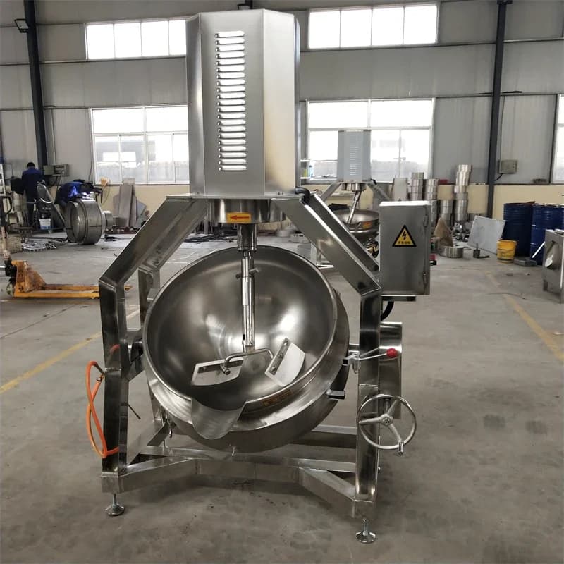 Large scale fully automatic planetary stirring frying pan, stir fry bean paste filling machine, chili sauce hot pot base frying