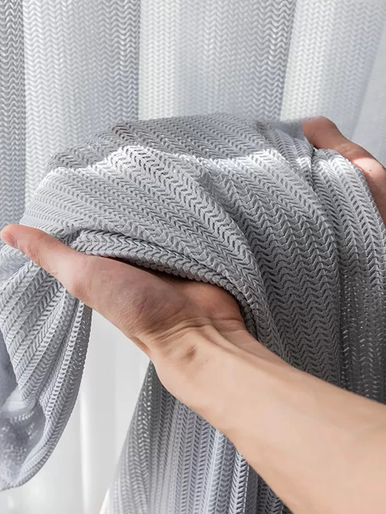 Fishbone Patterned White Curtains, Blackout Curtains, Balcony Window Screens, Modern And Simple
