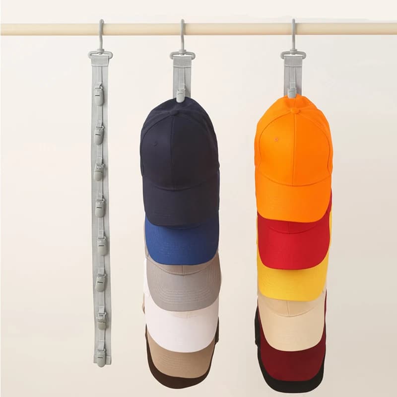 1/3PCS Wardrobe Hat Rack Hanging Rope Hat Storage Clips Hat Organizer Display for Baseball Caps Hat Hanger for Closet Door and B