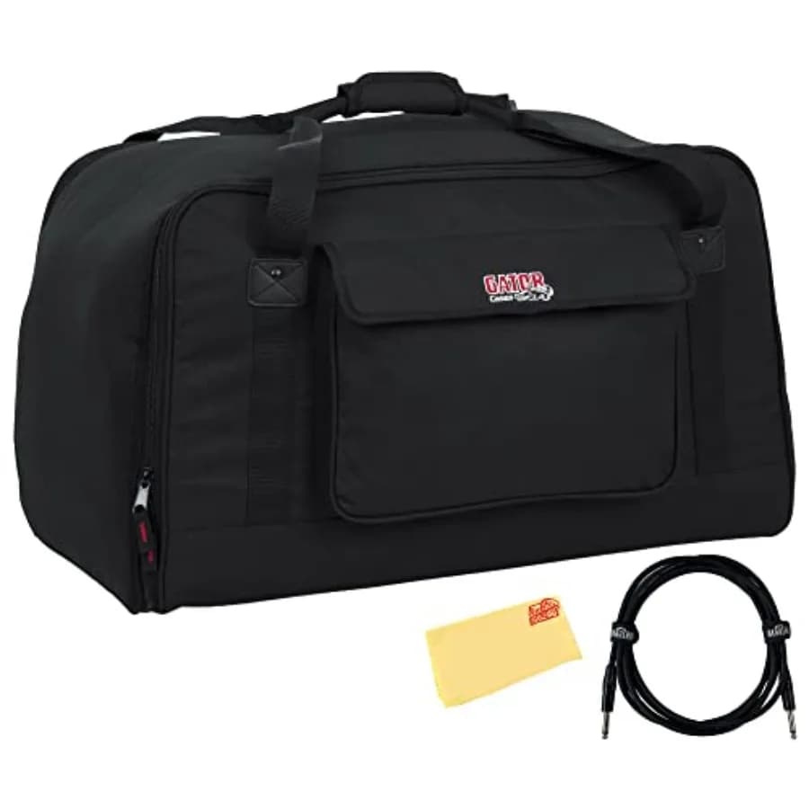 Borsa per Trasporto Altoparlanti Resistente per 12 Cabinet Compatti in Nero con Cinghie Rinforzate e Gestione Cavi Integrata - Include 10