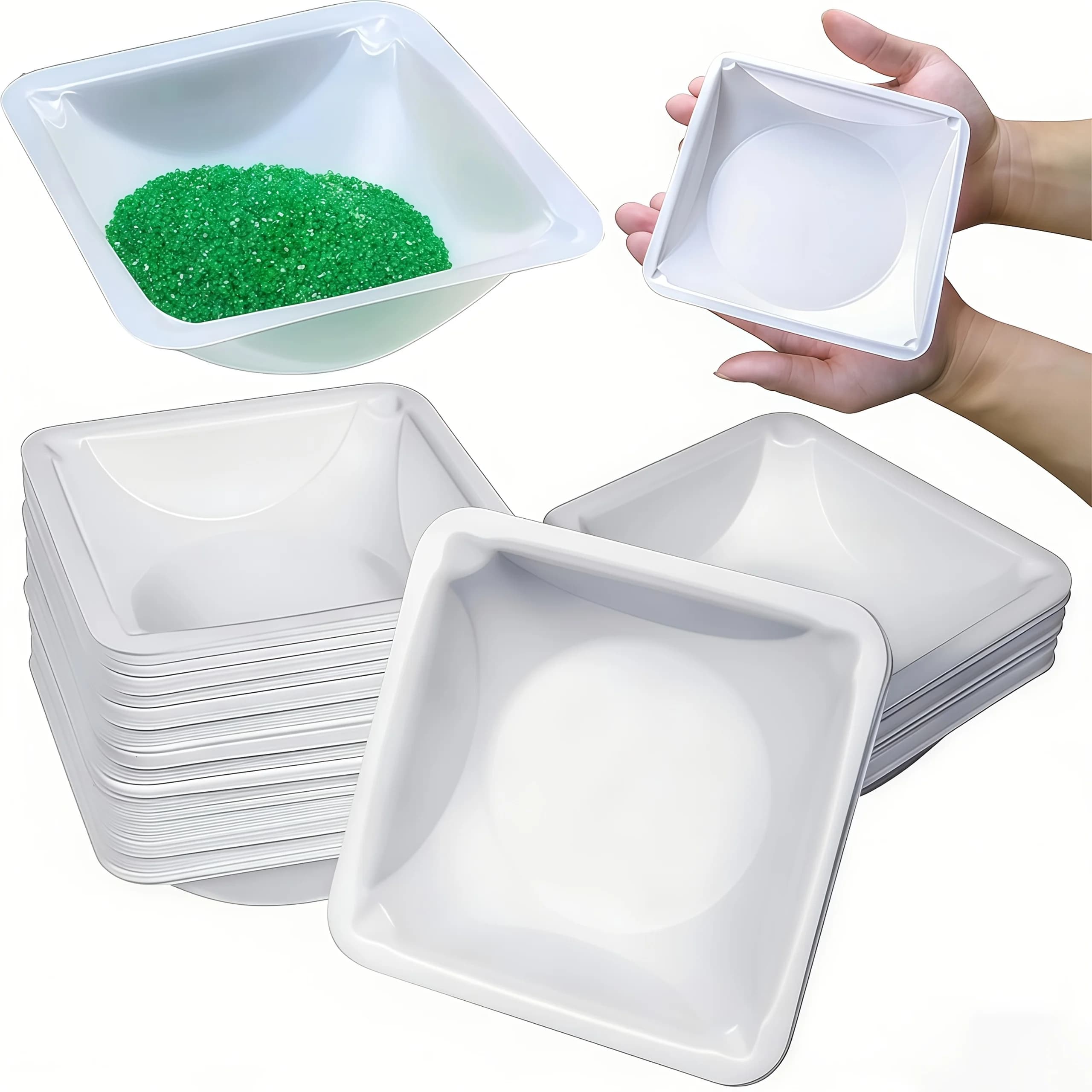Medium weighing tray (100 ml, 20 pieces) Special disposable plastic square tray for electronic scales