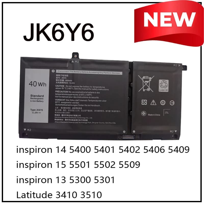 Batteria di Ricambio Li-ion JK6Y6 per Laptop Dell Latitude 15 3510 5401 5405 5408 5505 e Notebook LLD Inspiron 14 5400 5409