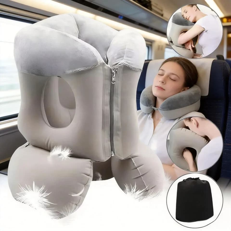 Upgraded Inflatable Air Cushion Travel Pillow Headrest Chin Support Cushions For Airplane Plane Car Office Rest Neck Nap Pillows