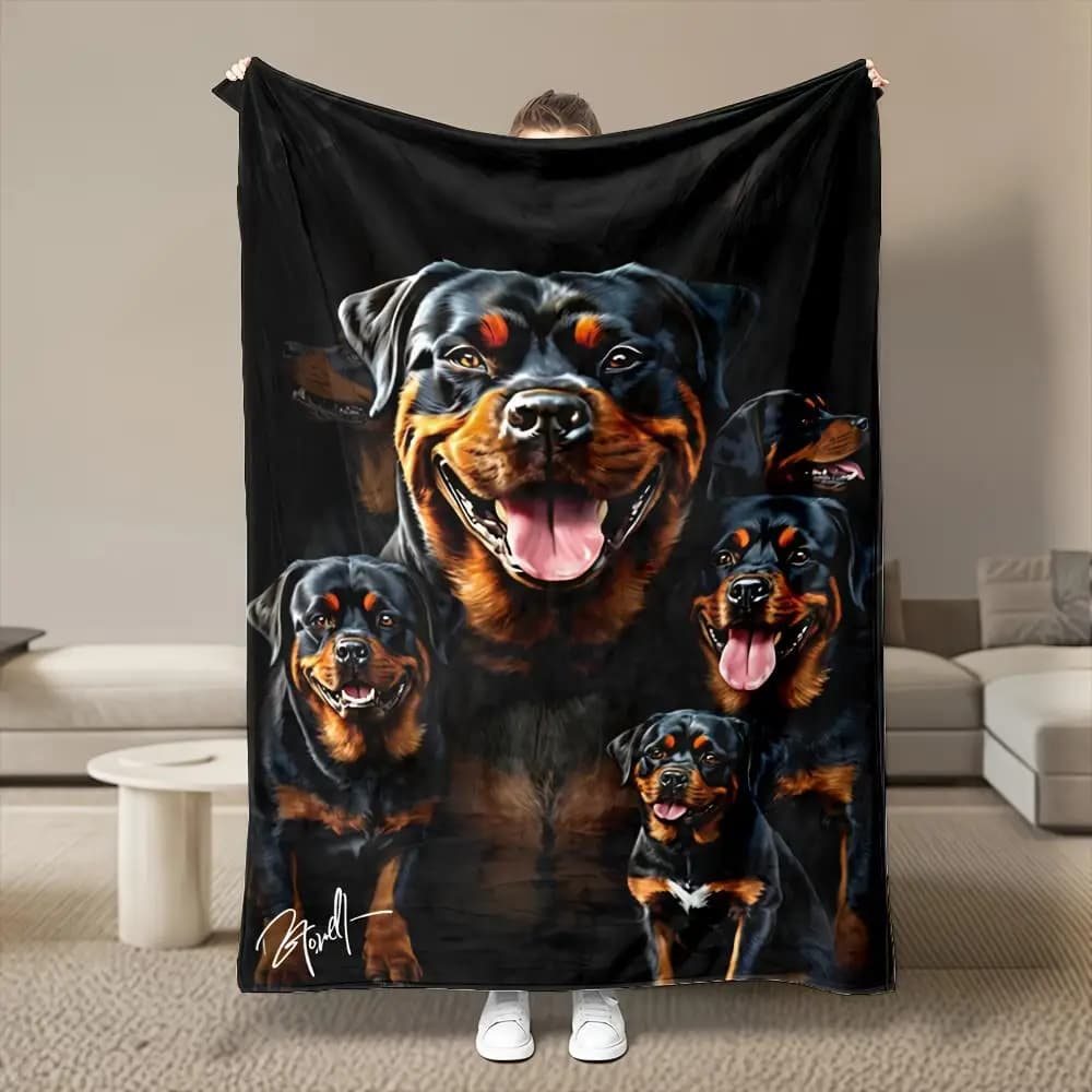 Rover dog pattern Flannel printed blanket suitable for all seasons suitable for living room office sofa and travel 180x250CM