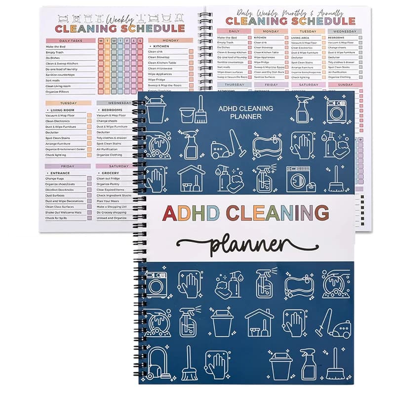 【Nice】Agenda per la pulizia ADHD per adulti e adolescenti - Programma e elenco di controllo quotidiano, settimanale e mensile, riutilizzabile per la casa