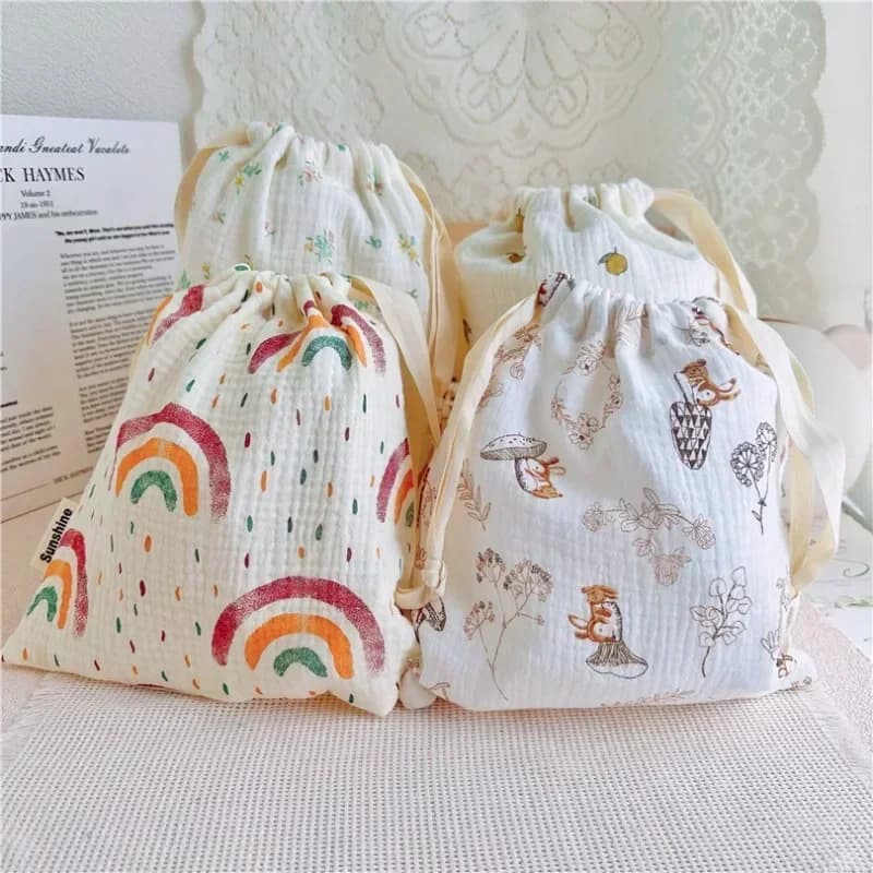Buste portaoggetti con coulisse Sunshine Rainbow Design | Porta pannolini in cotone naturale per mamma e borse per neonati all'aperto per mamma