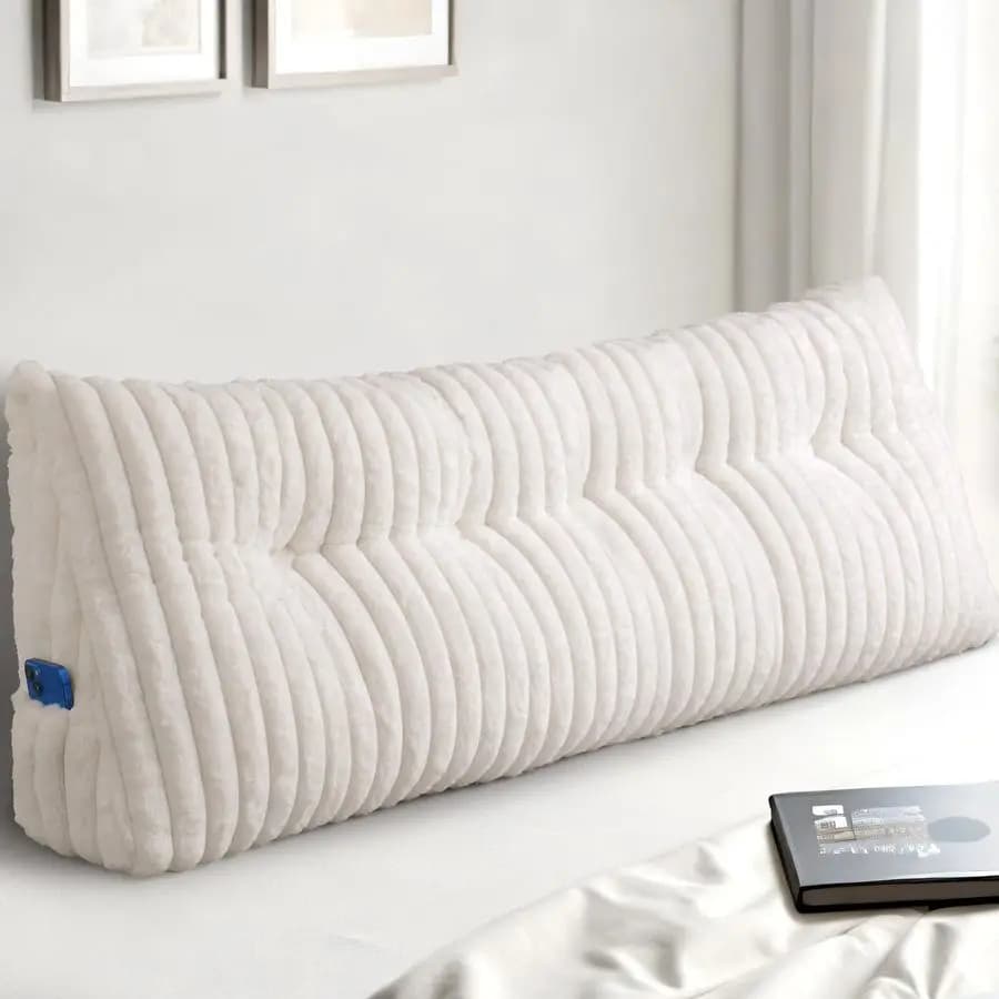 Queen triangular wedge cushion, Queen bed headboard cushion, Headboard reading cushions, Back cushions for sitting in bed