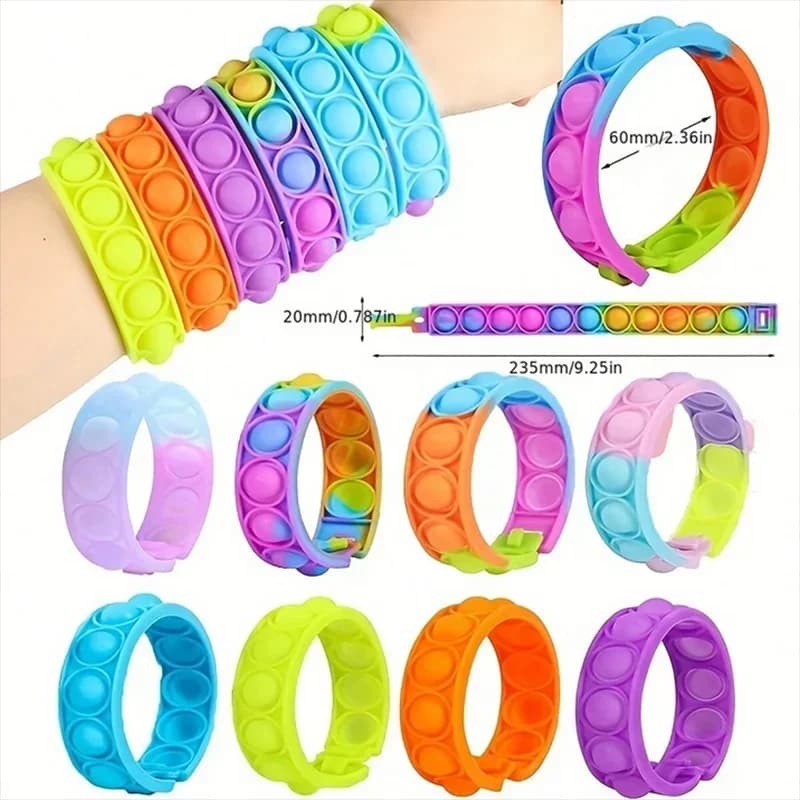 1-30 Pezzi Braccialetti Pop Fidget, Giocattoli Antistress Sensoriali Push Pop, Gadget per Feste, Regali per Bambini