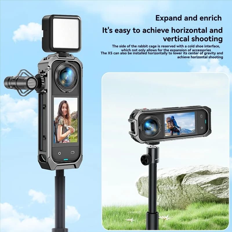 ABSQ-For Insta360 X5 Metal Case Cover Frame Protective cage Accessories for action room