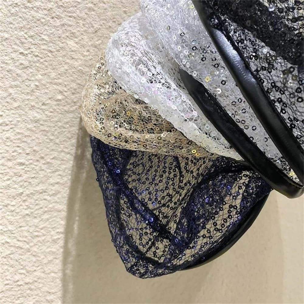 Protezione solare estiva Maglia da donna Circonferenza della testa regolabile Pizzo Paillettes Design Berretti Moda Cappello traspirante Chapeau Femme