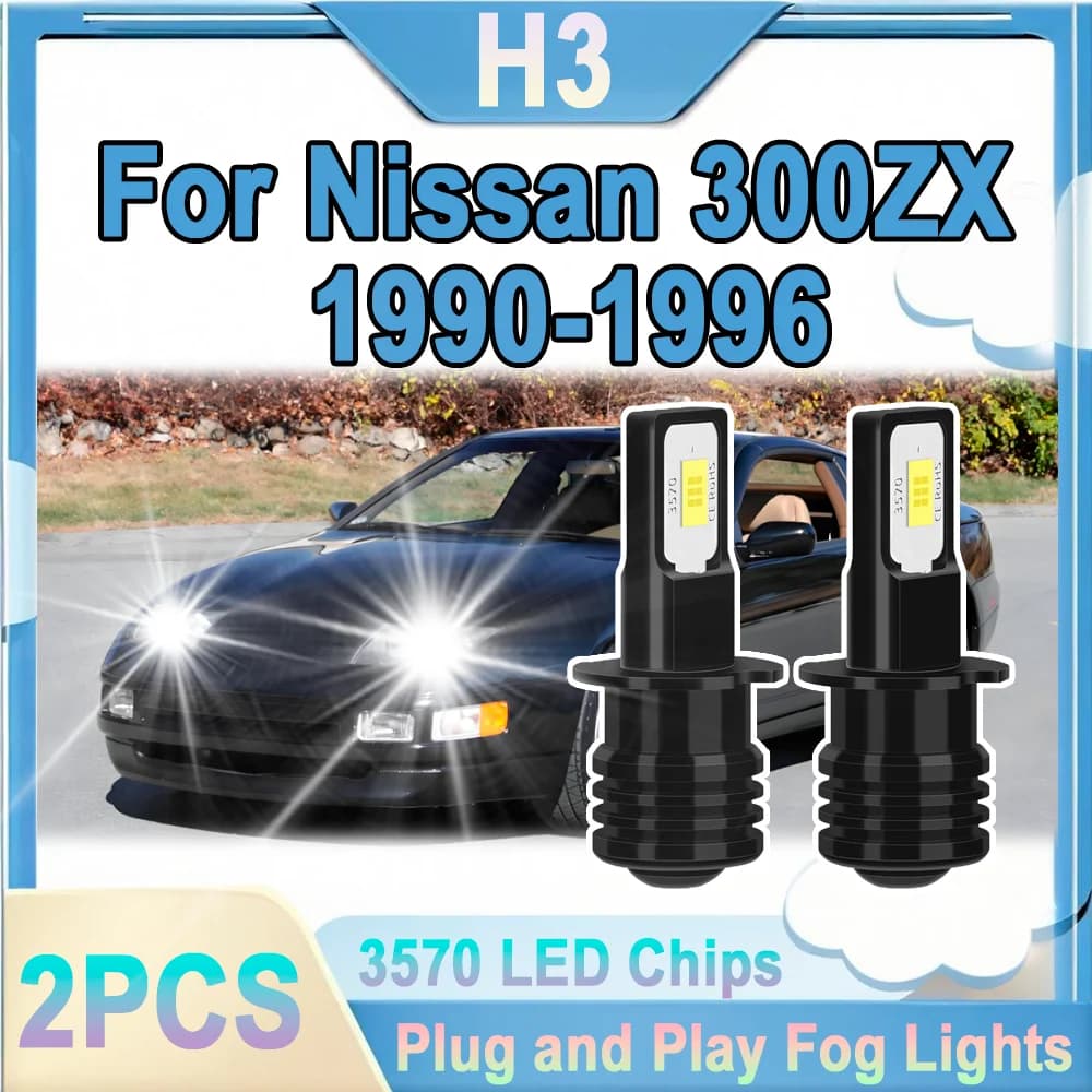 2PCS H3 Auto LED Fendinebbia Anteriore Plug And Play 90W Fendinebbia 6000K Canbus Nessun Errore 12V 20000LM Per Nissan 300ZX 1990-1996