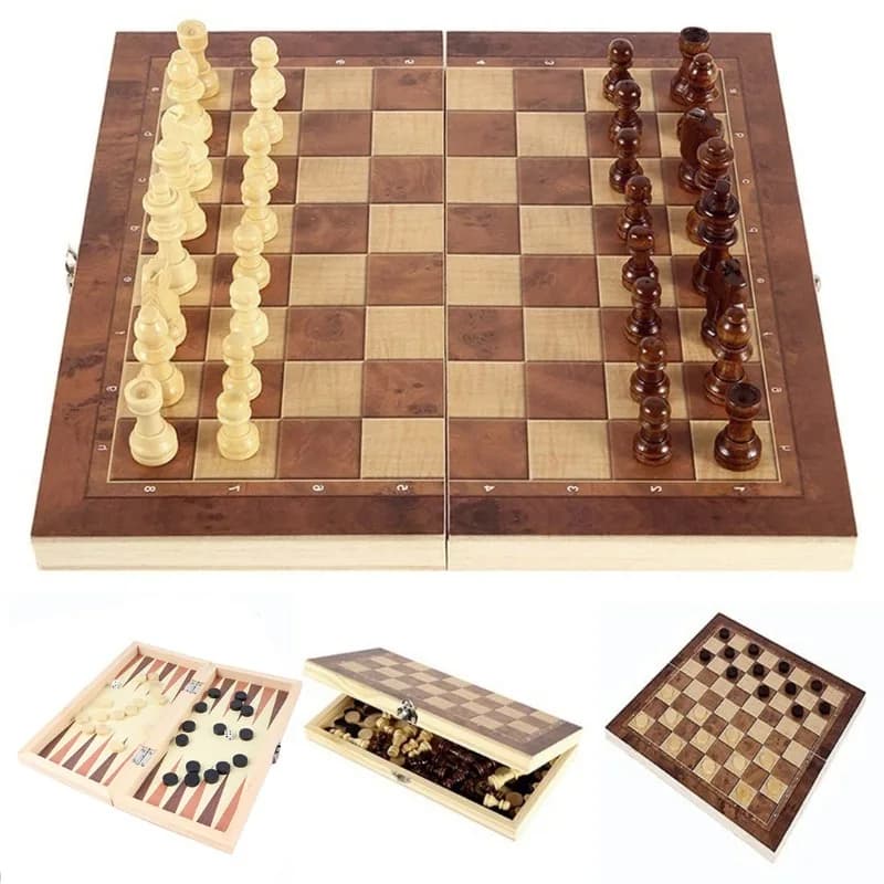 Big 39*39cm 3 in 1 Board Party Table Games Dice Chess Backgammon Board Entertainment Travel Games Checkers Chess Christmas Gift