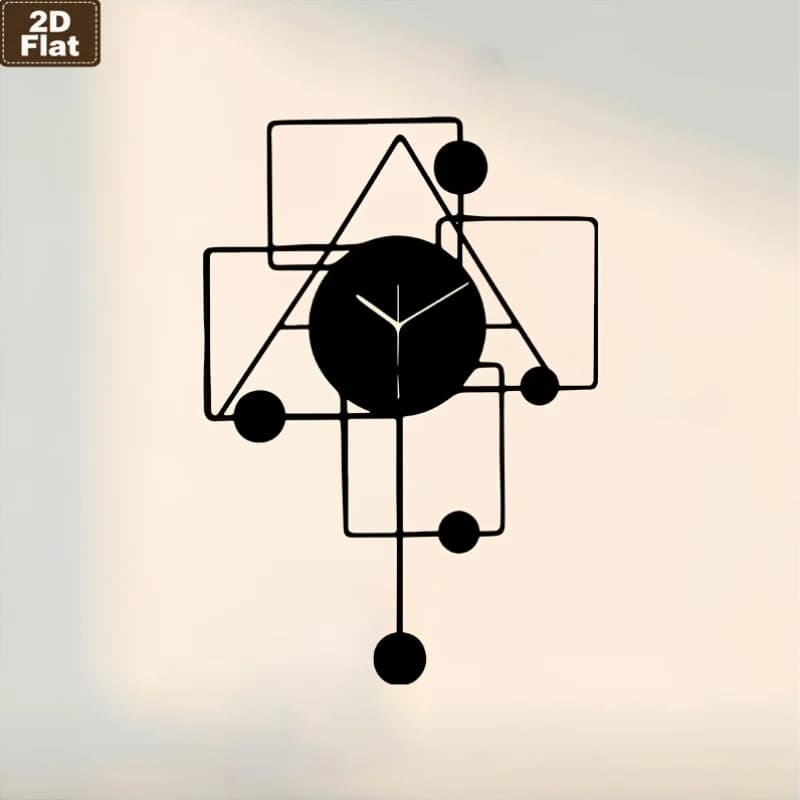 CIFBUY Metal Iron Art Wall Clock Decor Geometric Modern Minimalist Abstract Home Office Living Room Bedroom Hanging Art Decor