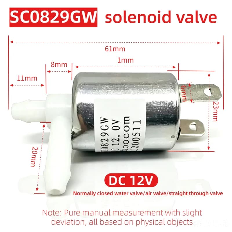 SC0829GW solenoid valve DC 12V normally closed water valve/air valve/through valve, outlet inner diameter 2.2mm solenoid valve