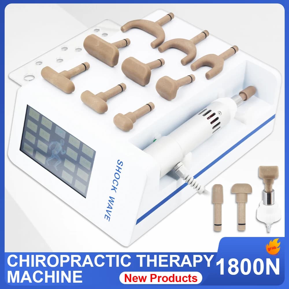 Pistola Elettrica per Correzione Spinale 1800N con 10 Testine, Strumento Chiropratico per Regolazione della Colonna Vertebrale, Massaggiatore Portatile con Schermo Touch per Cervicale e Spinale