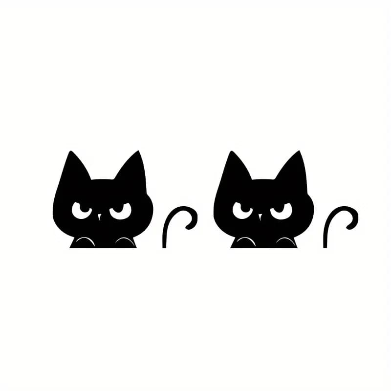 4 pezzi/set adesivi con gatto nero che fa la spia, mini adesivi in vinile impermeabili a forma di cartone animato per decorare lo specchietto retrovisore dell'auto