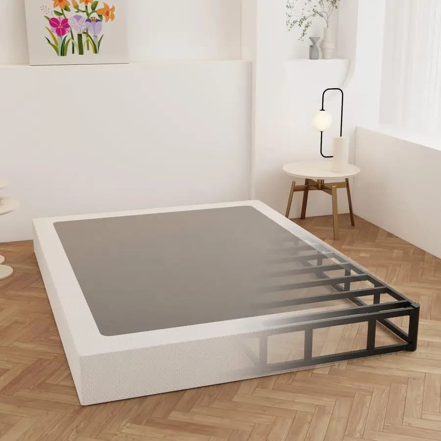 1 inch spring bed base for double bed, durable metal spring bed base with fabric coating, mattress support, easy mounting, silent