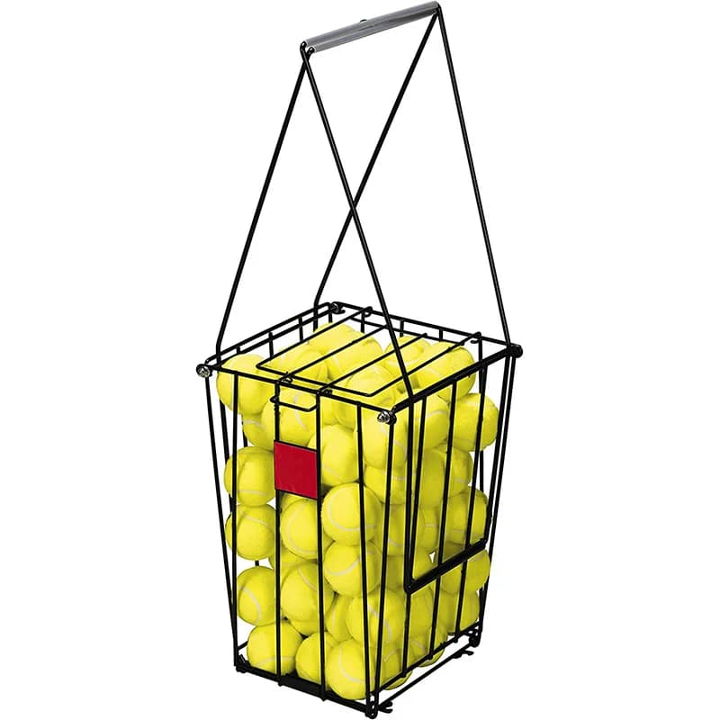 Rack portatile a quattro angoli per palline da tennis, raccoglitore di palline da baseball per allenamento, con maniglia pieghevole, porta palline da tennis.