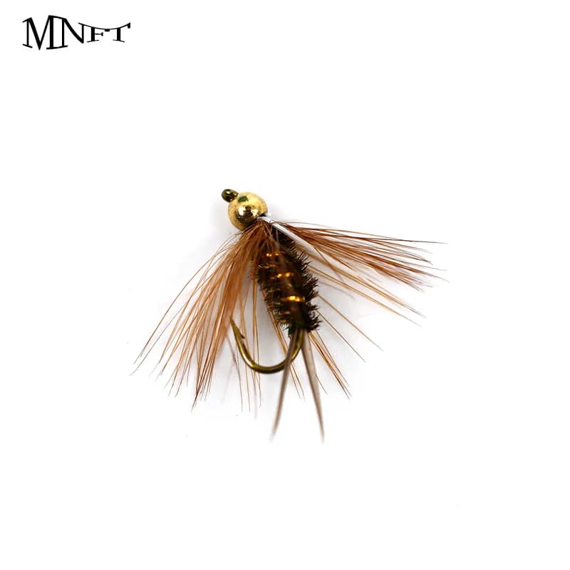 MNFT 10 PZ 10 # Testa di perline di tungsteno dorato Trota Gryling Mosche da pesca Mosca bagnata