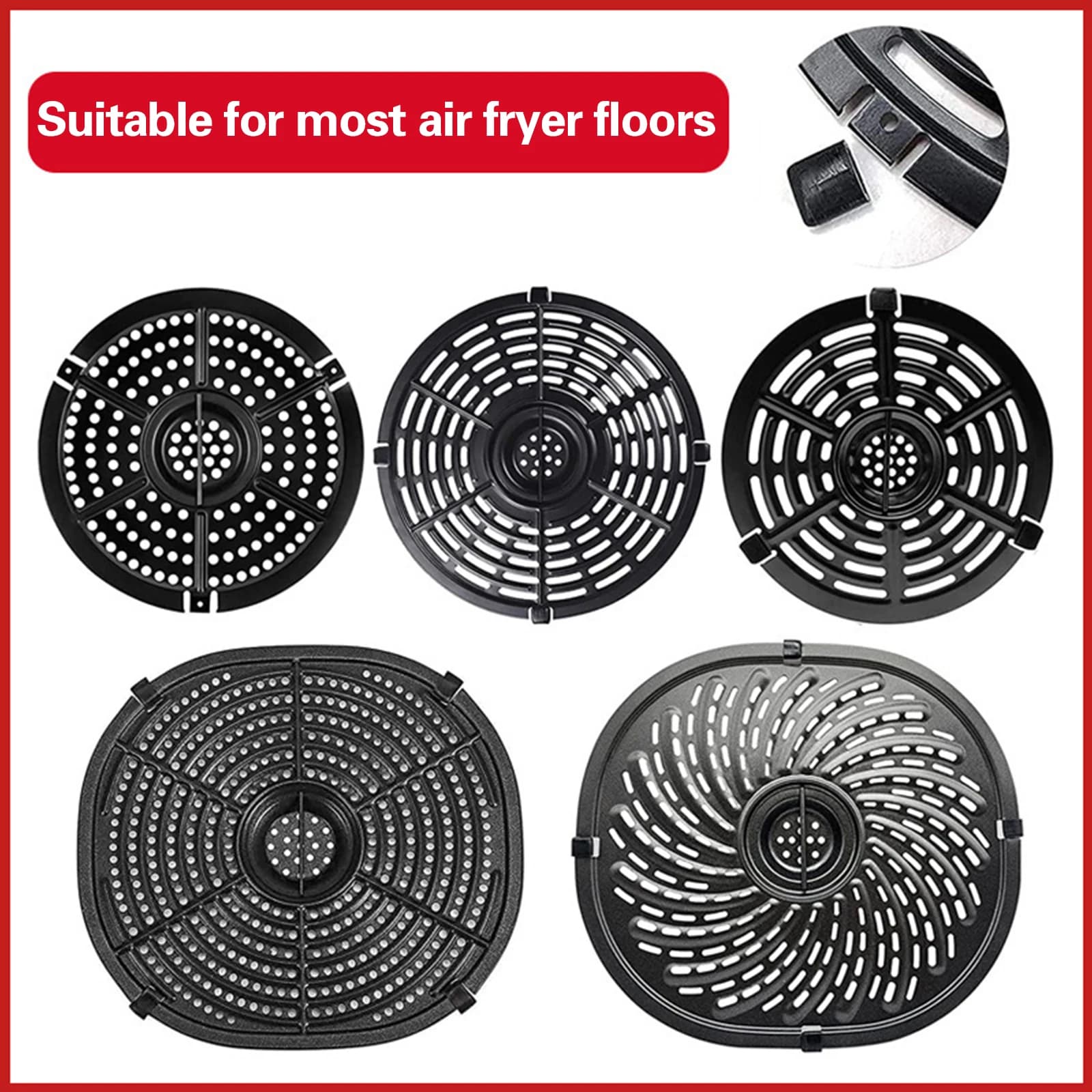 10 Pezzi Protezioni in Silicone per Fondo Friggitrice ad Aria, Anti-graffio e Resistenti al Calore, Accessori per Friggitrice ad Aria