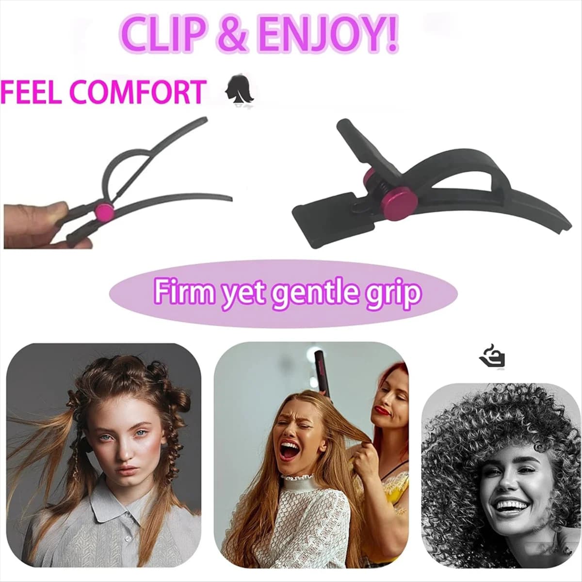 Fermagli per capelli per asciugacapelli e ferro arricciacapelli perfetti per lo styling dei capelli da donna, fermagli da salone con becco d'anatra lungo rosa