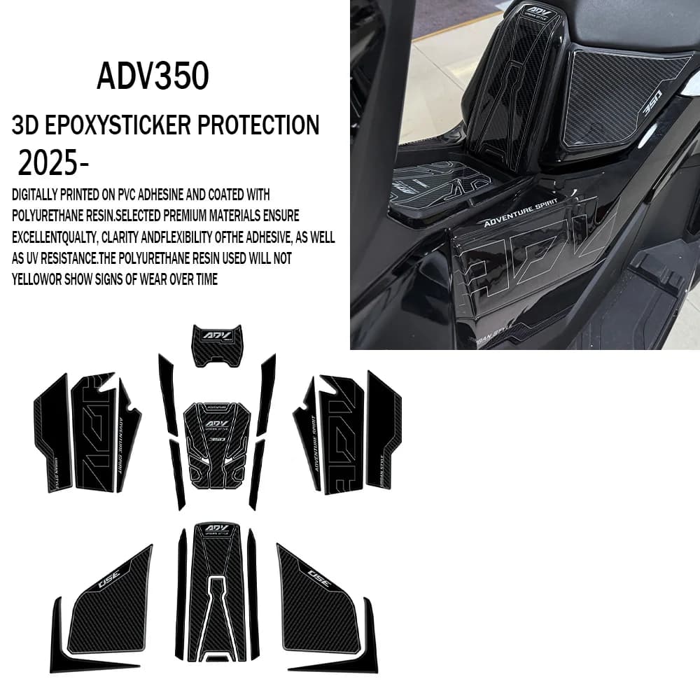 Kit di protezione adesivo epossidico 3D per serbatoio ADV 350 Decalcomania moto ADV350 2025-Accessori