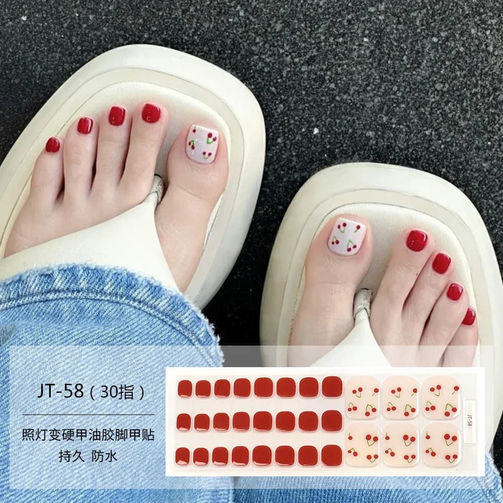 Adesivo per unghie in gel per dita dei piedi Durevole con lampada UV Adesivi in gel polimerizzante Impermeabile Coreano Copertura completa Involucri polacchi Strisce per piedi semicurate