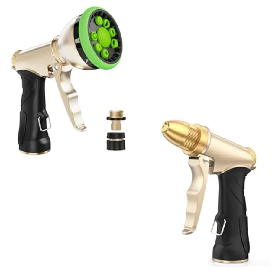RAINPOINT Ugello per Tubo da Giardino, Ugello Spray in Metallo Rinforzato, Ugello ad Alta Pressione con Modelli di Spruzzo Regolabili