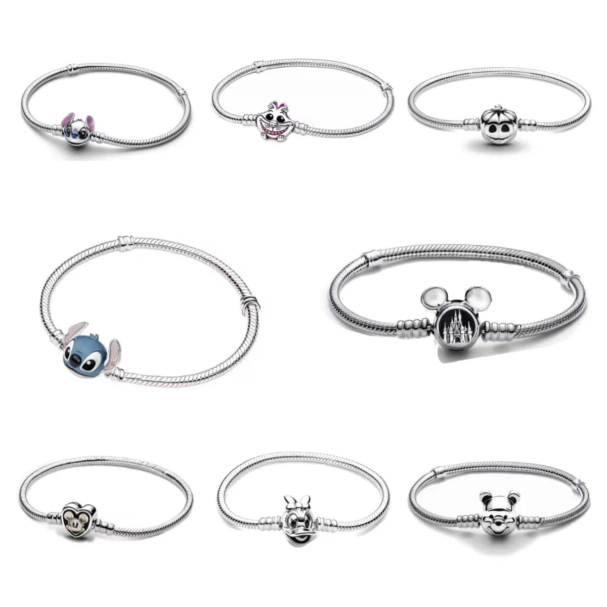 925 Silver Snake Shaped Chain Cracelet, Cute Cartoon Style String Decoration Bracelet, Fashionable DIY Charm Jewelry for Women