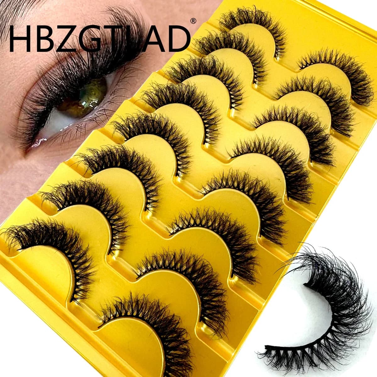 HBZGTLAD Nuove 8 paia di ciglia effetto occhi di gatto 5D, morbide e folte, ciglia finte effetto comic, ciglia naturali effetto wispy, extension ciglia per trucco