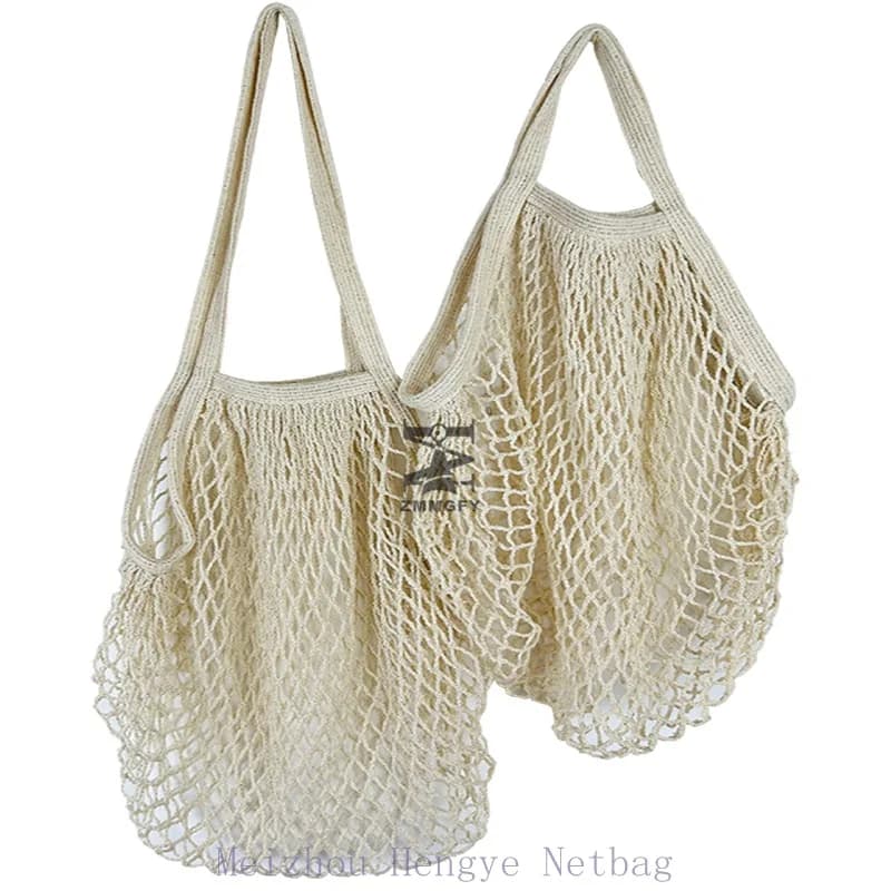 1 pz borsa a rete in rete sospesa in cotone tasca a rete portatile per riporre frutta fori a rete per pesci tessuto in filo di cotone scavato in poliestere