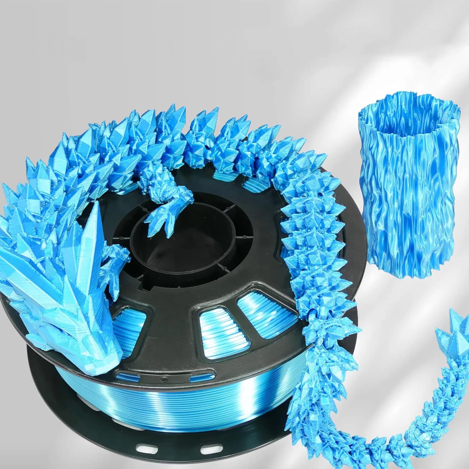 Filament PLA Silk Blue 1.75mm, 3D Printer Filament Silk PLA 250g Coil Dimensional Accuracy +/- 0.02mm