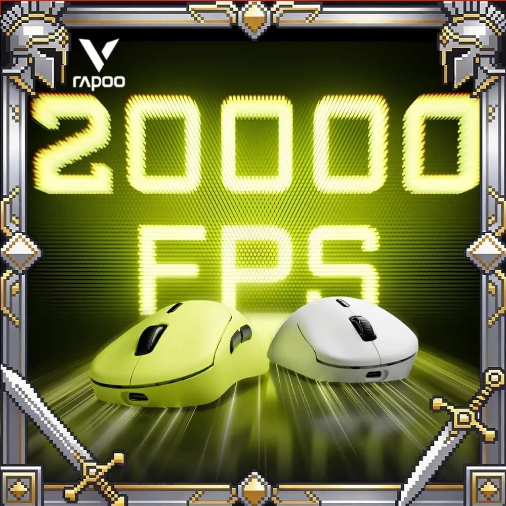 Mouse da Gaming Rapoo VT3 V2 Wireless Dual-Mode con Sensore PAW3950/3955 Ultimate, Nordic54L 8K a Bassa Latenza, Leggero 55g, Batteria 800mAh