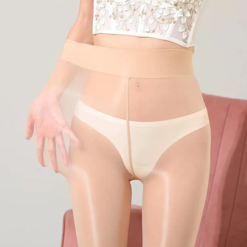 Collant Sexy da Donna Lucidi Effetto Olio, Lingerie Elastica Ultra Sottile, Collant Brillanti per Clubwear, Abbigliamento Femminile Lucido