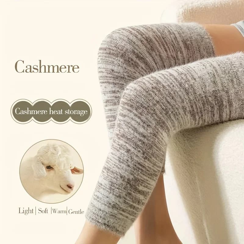 Ginocchiere calde invernali Maniche per gambe antiscivolo in misto cashmere ispessito Protezione termica per le articolazioni resistente al freddo Ginocchiera per escursionismo da ciclismo