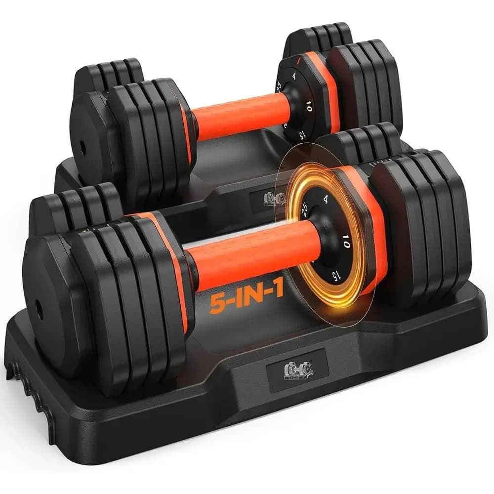 Adjustable 2-110lbs Dumbbell Set with 25-55lbs Weights, Anti-slip Grip, Storage Box for Home Gym