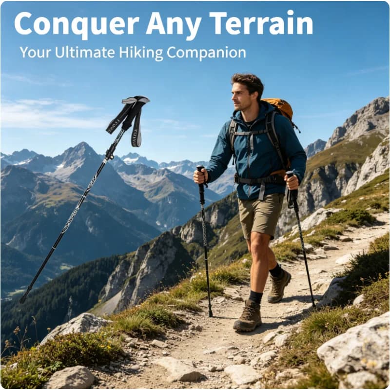 Ultralight Folding Aluminum Alloy Trekking Pole 130cm Anti Shock Walking Stick For Hiking Climbing Outdoor