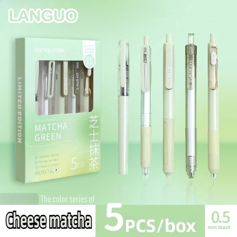 LANGUO 5 Pz/set Presse Penna Gel di Alta Qualità Ad Asciugatura Rapida 0.5mm Penna di Carbonio Roller Penna A Sfera di Cancelleria Per Ufficio Materiale Scolastico