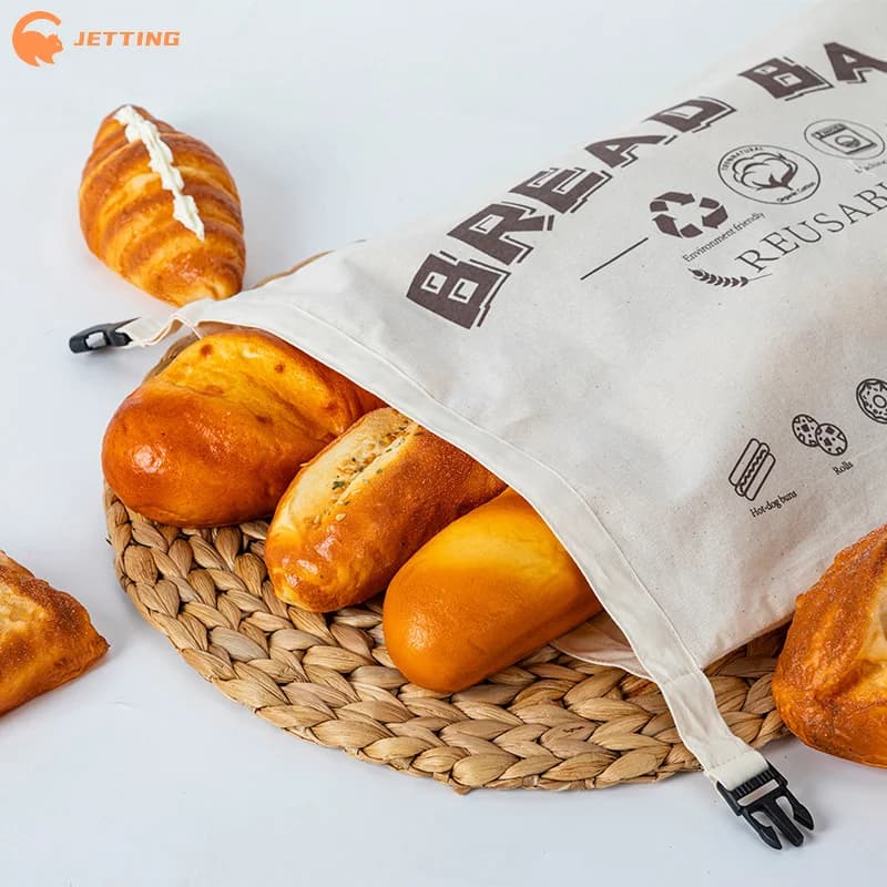 1 Pezzo Sacchetto Riutilizzabile in Cotone e TPU Resistente all'Olio per Pane con Chiusura a Fibbia, Sacchetti per Conservazione Pane Fermentato in Cucina