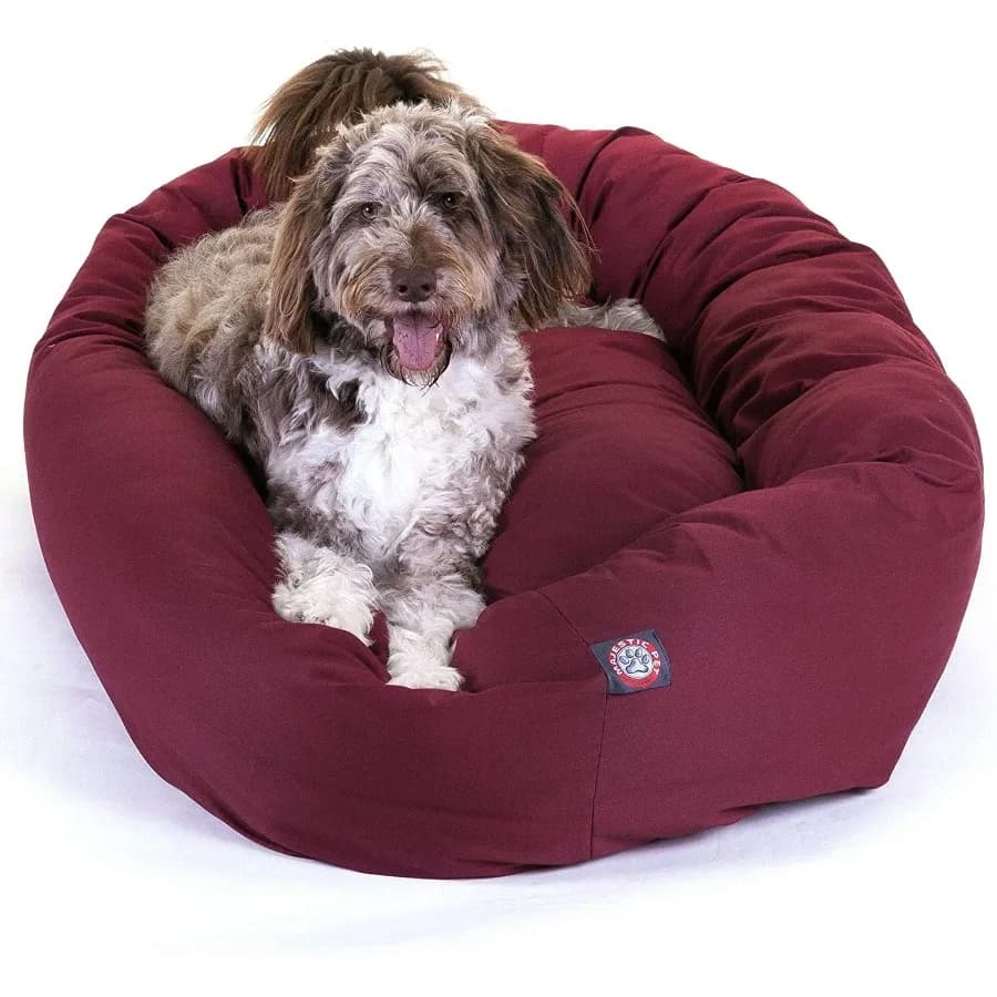 Letto per cani calmante Bagel da 52 pollici Lavabile e accogliente Letto rotondo morbido per animali domestici con supporto per la colonna vertebrale per cani per ripristinare la testa Soffice ciambella Desi