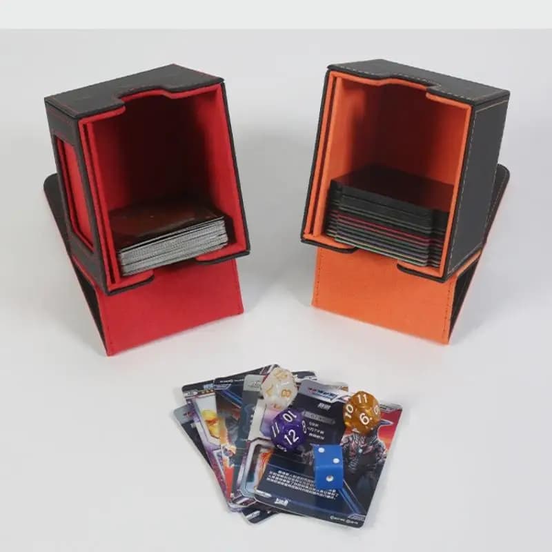 1 pz scatola di immagazzinaggio di carte collezionabili scatola di mazzi di carte con finestra di visualizzazione scatola magnetica in pelle PU accessori fai da te